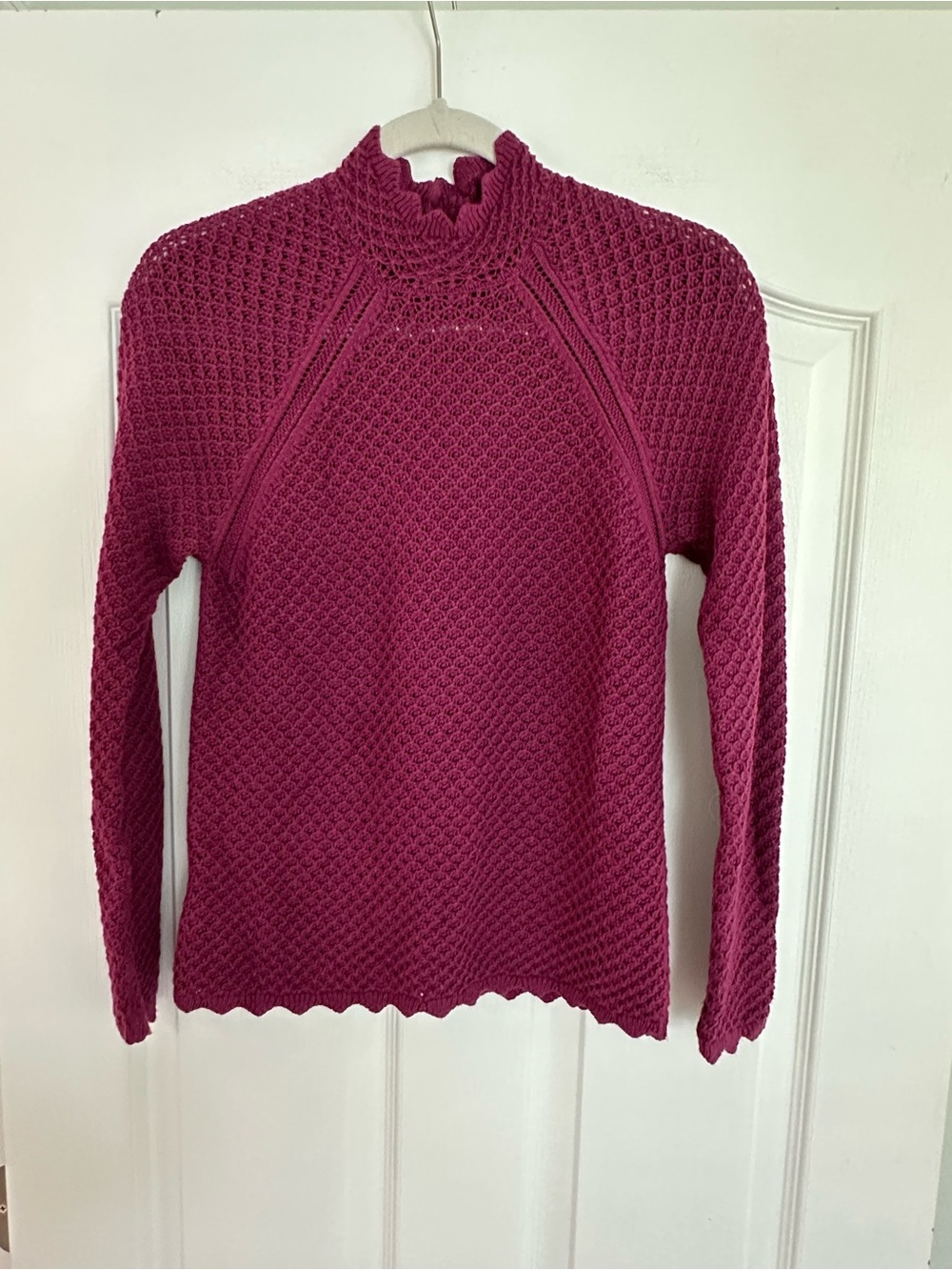 WHBM Brand New Pointelle Textured Mock Neck Sweater - Berry